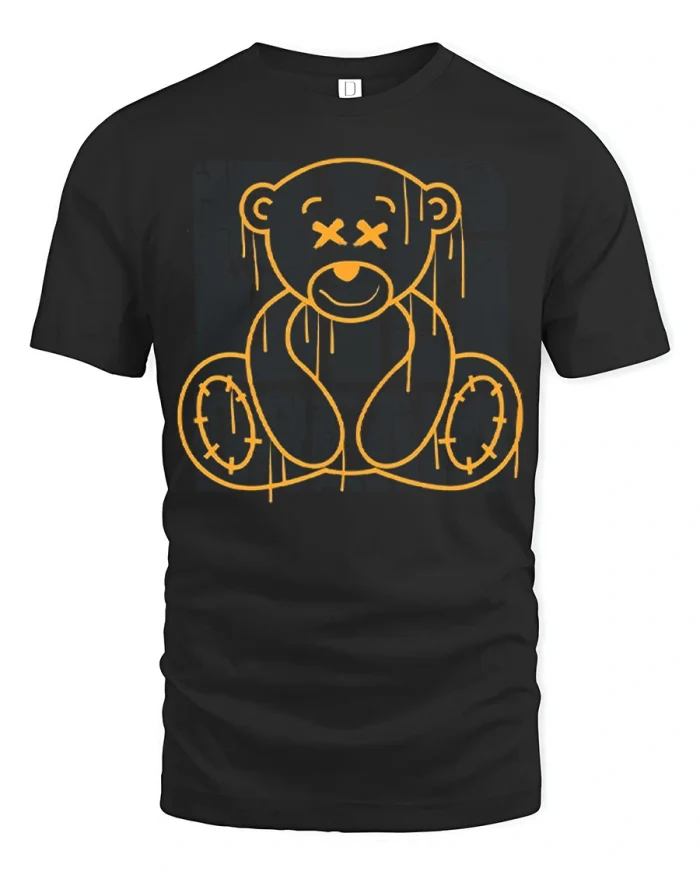 Dripping Teddy Bear Street Art Graffiti Style Graphic T Shirt - black t-shirt on white background