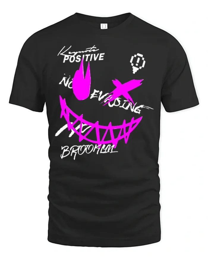 Keep Positive Neon Smile Graffiti Streetwear Graphic T Shirt - black t-shirt on white background