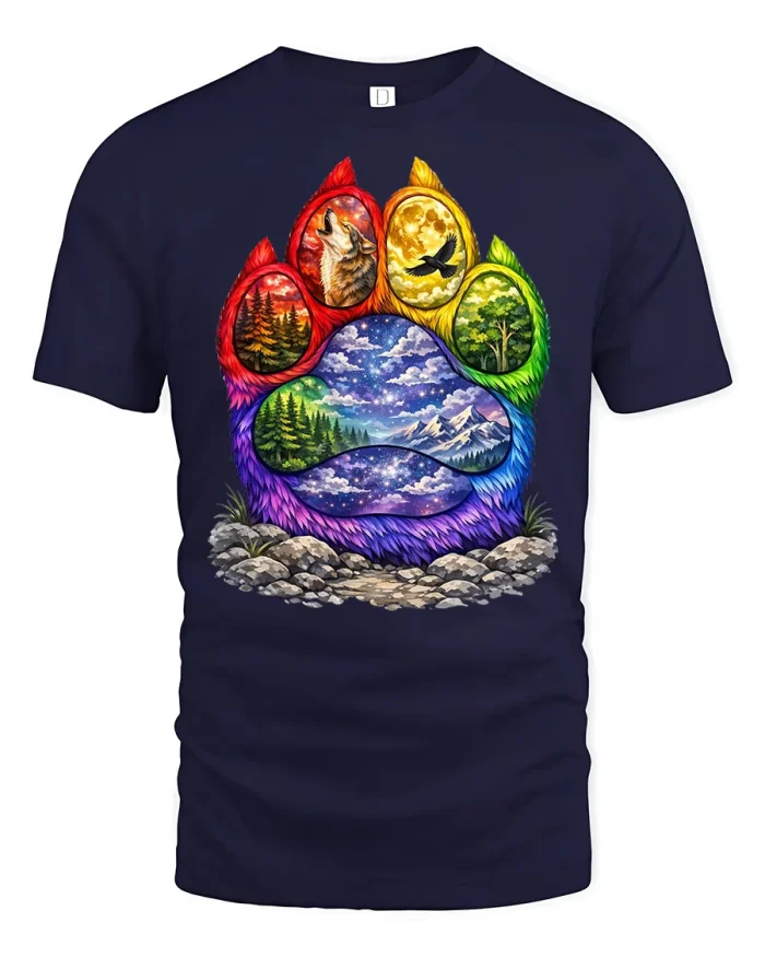 Chaotic Text Spam Glitch Aesthetic Funny Graphic T Shirt - navy t-shirt on white background