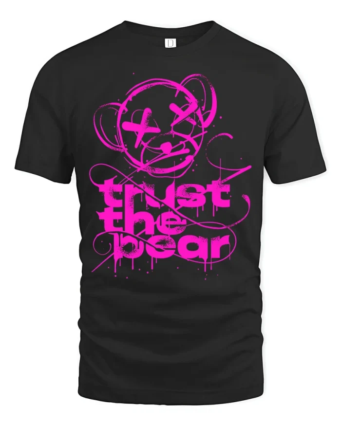 Trust The Process Graffiti Bear Street Art Graphic T Shirt - black t-shirt on white background