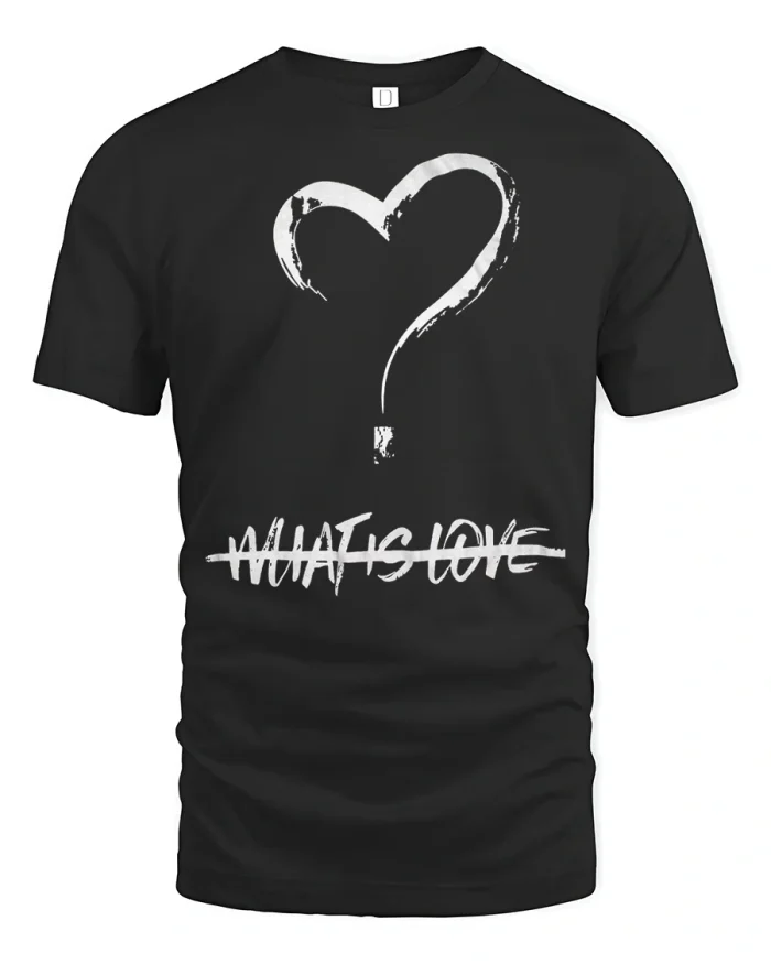 Minimalist Heart Outline Love Graphic Stylish T Shirt - black t-shirt on white background