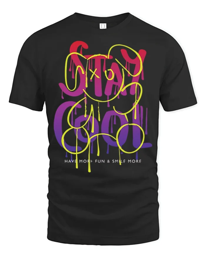 Stay Cool Graffiti Style Graphic T Shirt Color Splash Art - black t-shirt on white background