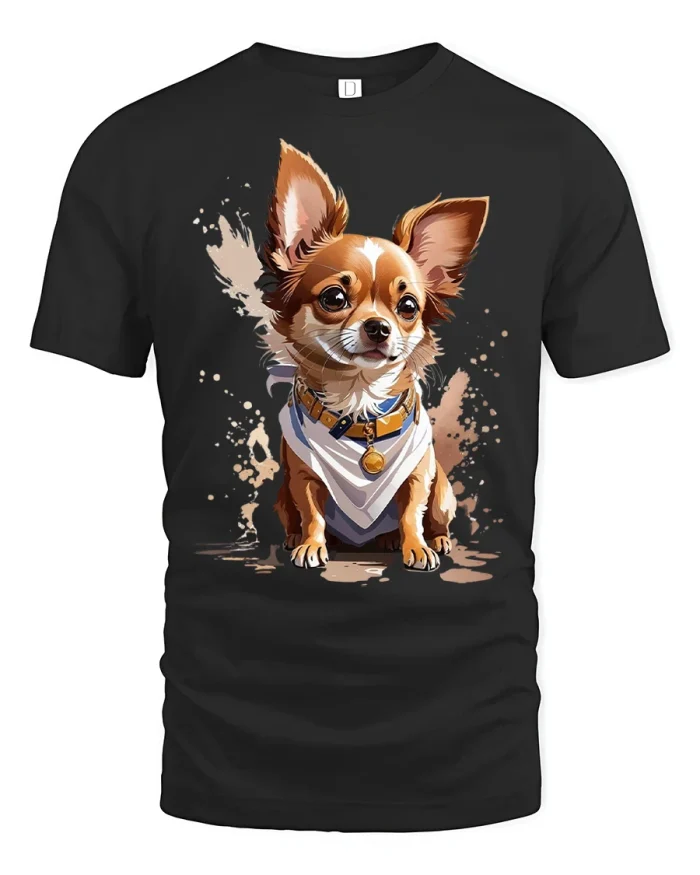 Cute Chihuahua Dog Graphic Tee Adorable Puppy Lover Tshirt Style - black t-shirt on white background