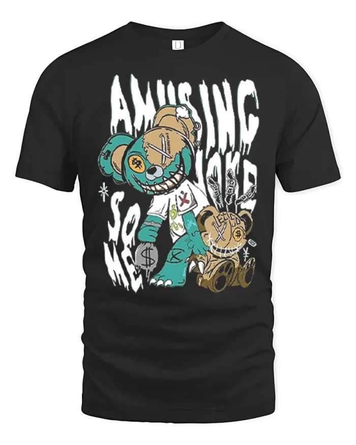 Amusing Sound Money Bear Graffiti Streetwear Graphic T Shirt Style - black t-shirt on white background