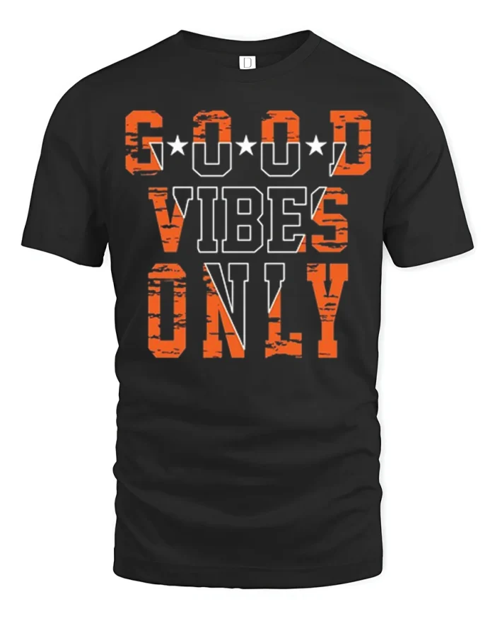 Good Vibes Only Graphic T Shirt Positive Retro Streetwear Tee - black t-shirt on white background