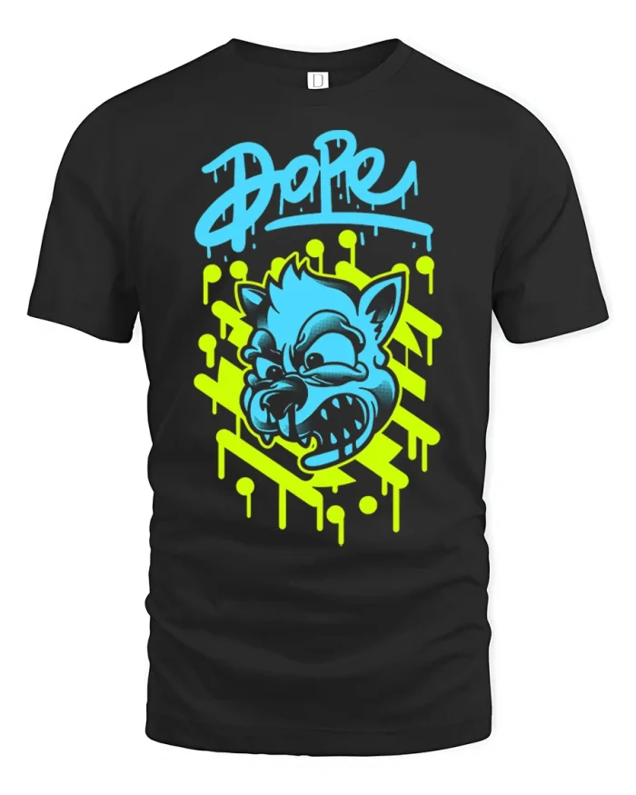 Dope Graffiti Bulldog Street Art Graphic Tee Urban Style Tshirt - black t-shirt on white background
