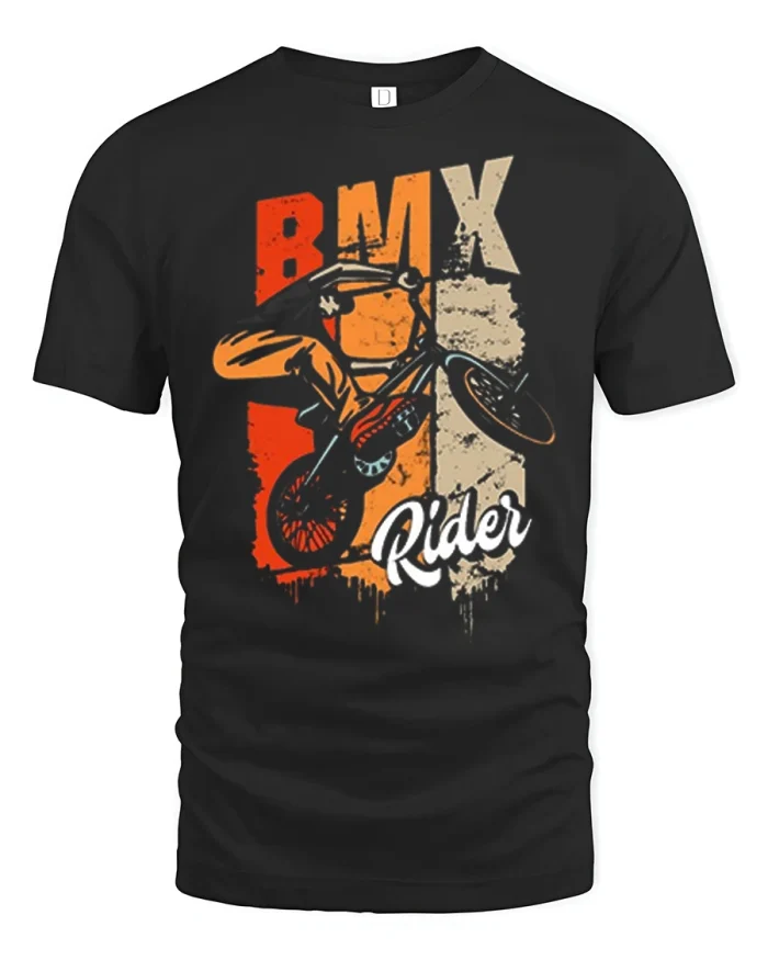 BMX Rider Graphic Tee Vintage Bike Stunt Cool Tshirt - black t-shirt on white background