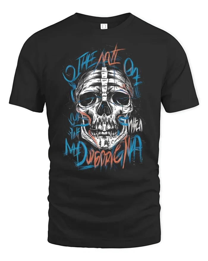 The Art Of Madness Skull Graffiti Streetwear Graphic T Shirt - black t-shirt on white background