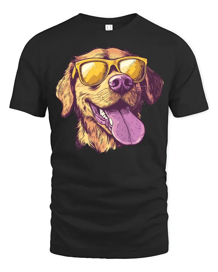 Cool Dog With Sunglasses Graphic T Shirt Funny Pet Lover Tee - black t-shirt on white background