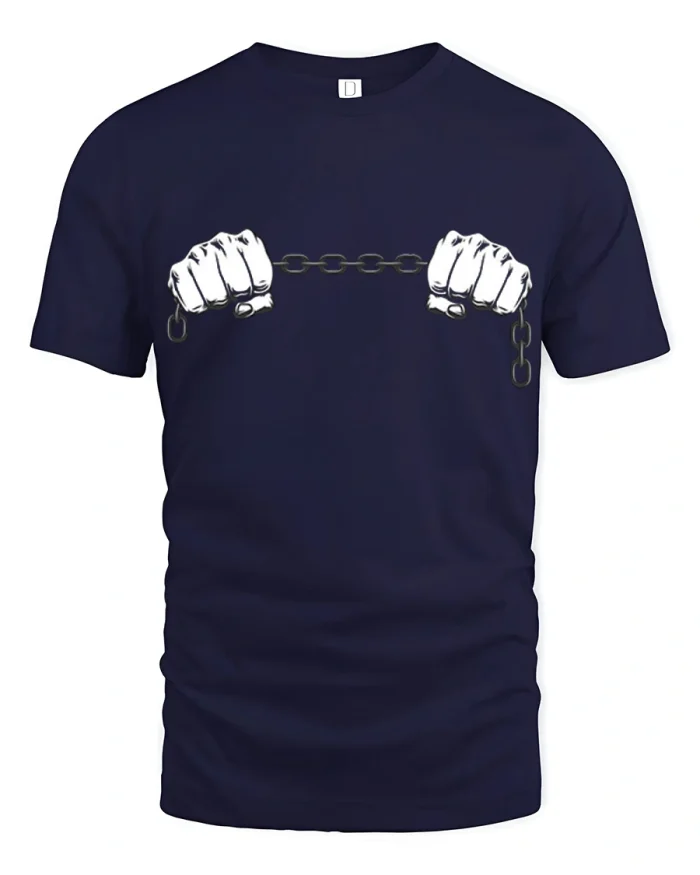 Break The Chains T Shirt Freedom Strength Graphic Tee - navy t-shirt on white background
