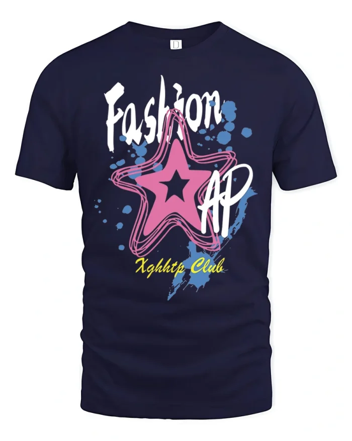Fashion Pop Star Graphic T Shirt Retro Night Club Vibes - navy t-shirt on white background