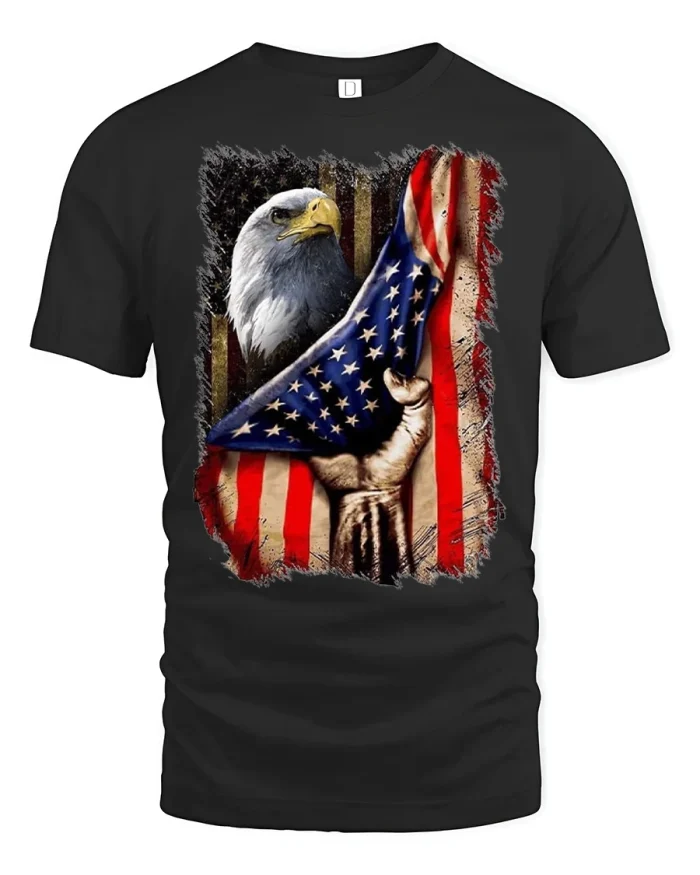 American Flag Eagle Freedom Graphic Tshirt Patriotic Pride - black t-shirt on white background