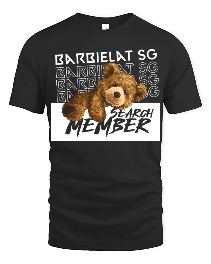 Cute Teddy Bear Search Member Graphic T Shirt Funny Cozy Style - black t-shirt on white background