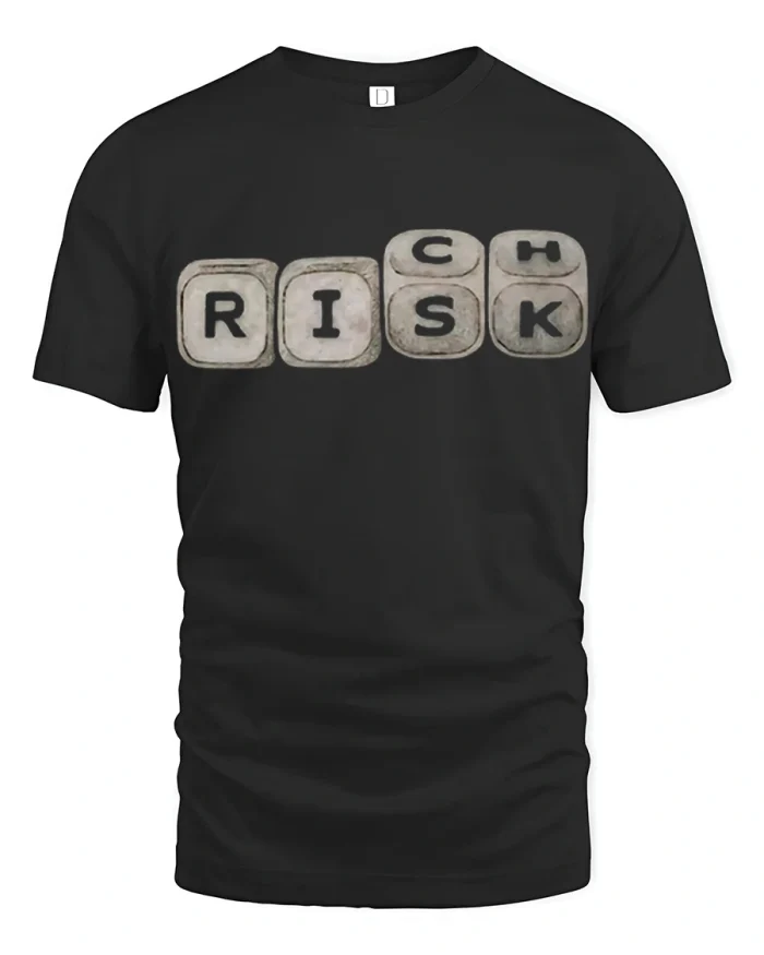 Funny Risk Cash Word Play Graphic T Shirt Bold Money Humor Tee - black t-shirt on white background