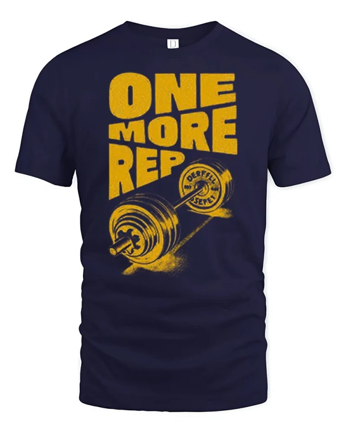 One More Rep Gym Motivation Graphic T Shirt Workout Fitness Tee - navy t-shirt on white background