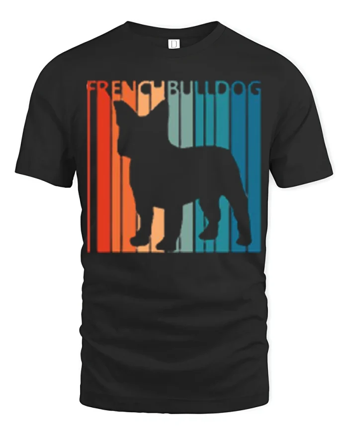 French Bulldog Retro Silhouette Graphic T Shirt Vintage Dog Tee - black t-shirt on white background