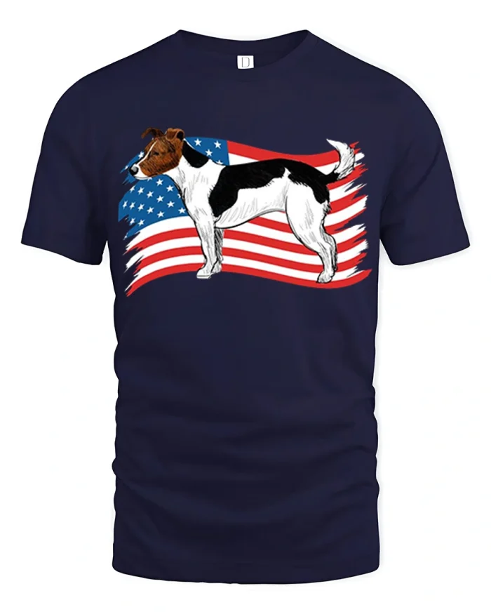 American Flag Dog Graphic T Shirt Patriotic Pet Lover Tee - navy t-shirt on white background