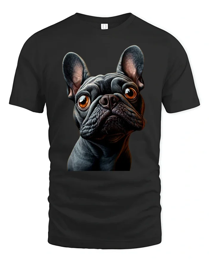 Cute French Bulldog Portrait Graphic Dog Lover T Shirt - black t-shirt on white background