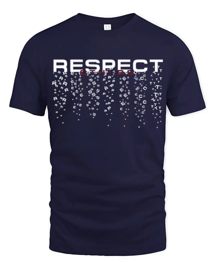 Respect Graphic Typography T Shirt Stylish Casual Statement Tee - navy t-shirt on white background