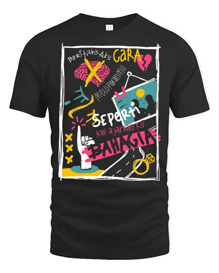 Broken Heart Street Art Graffiti Love Story Graphic T Shirt - black t-shirt on white background