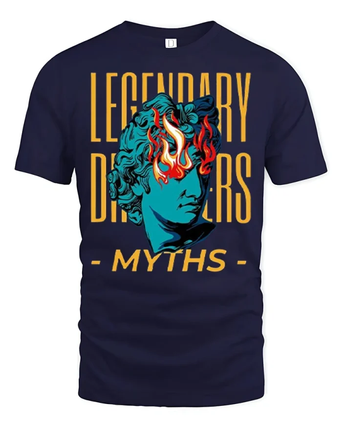 Legendary Dreamers Myths Burning Mind Art Graphic T Shirt - navy t-shirt on white background