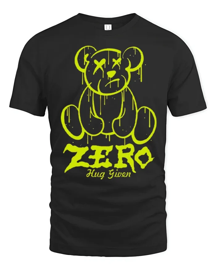 Zero Hug Given Teddy Bear Funny Sarcastic Graphic T Shirt - black t-shirt on white background