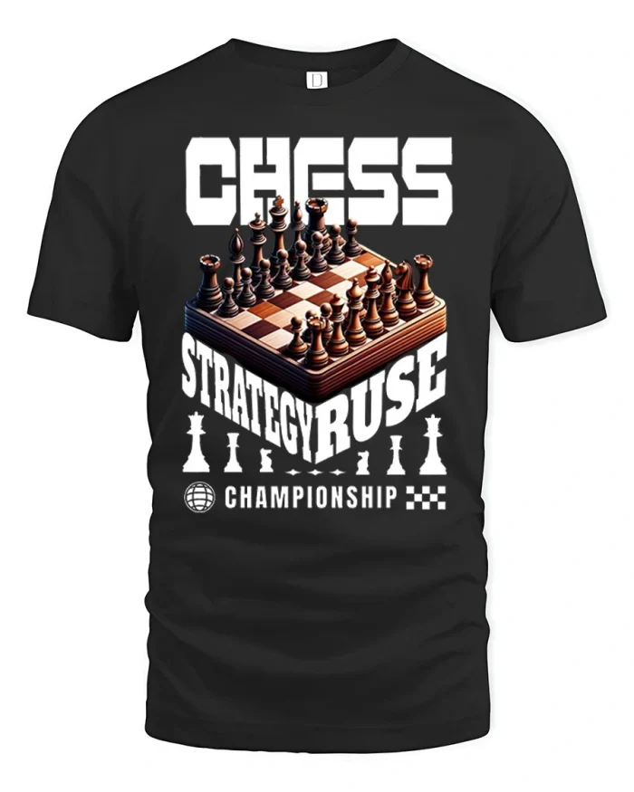 Chess Strategy Master Classic Board Game Graphic T Shirt - black t-shirt on white background