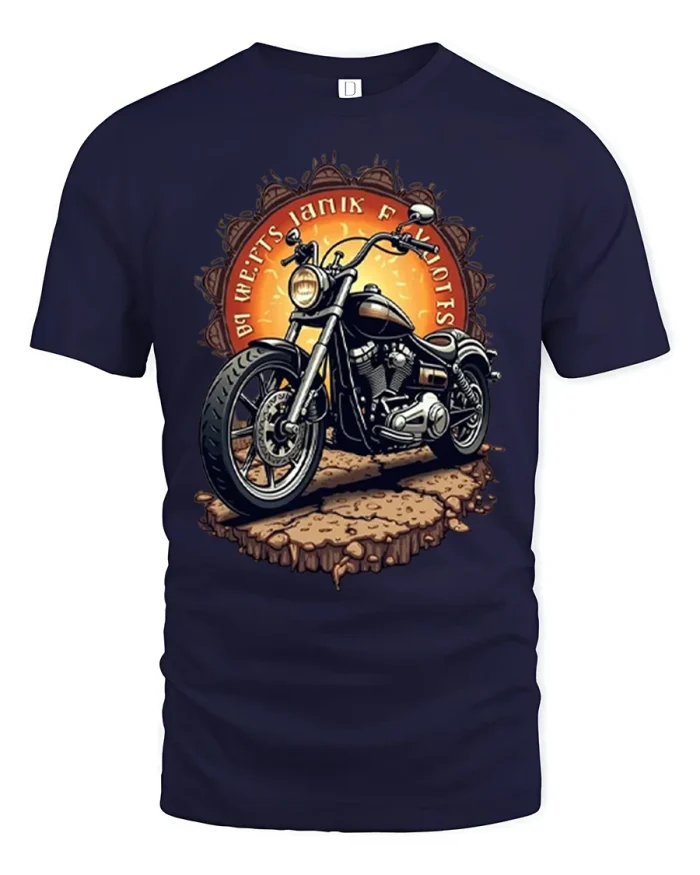 Vintage Motorcycle Ride Spirit Retro Biker Graphic T Shirt - navy t-shirt on white background