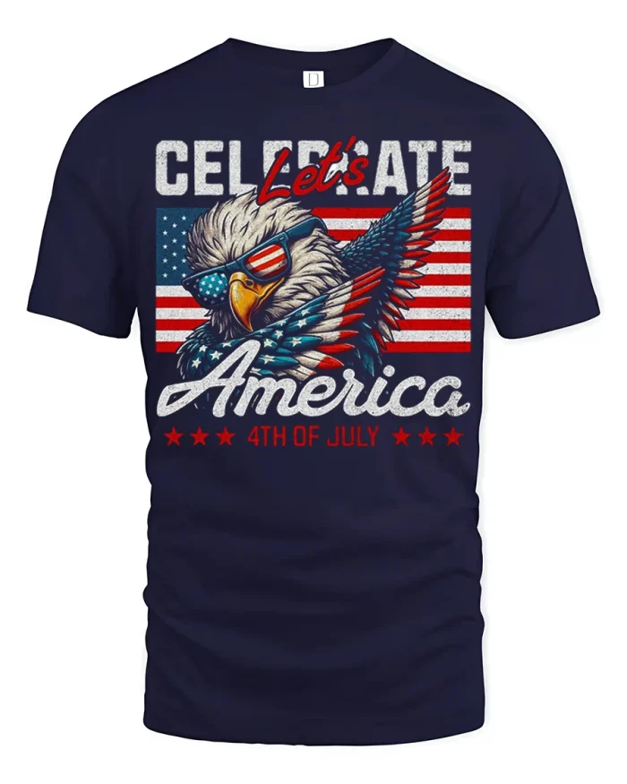 Let’s Celebrate America 4th Of July Eagle Graphic Cotton Tee - navy t-shirt on white background