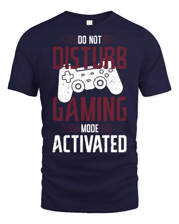 Do Not Disturb Gaming Mode Activated Retro Graphic Tshirt - navy t-shirt on white background