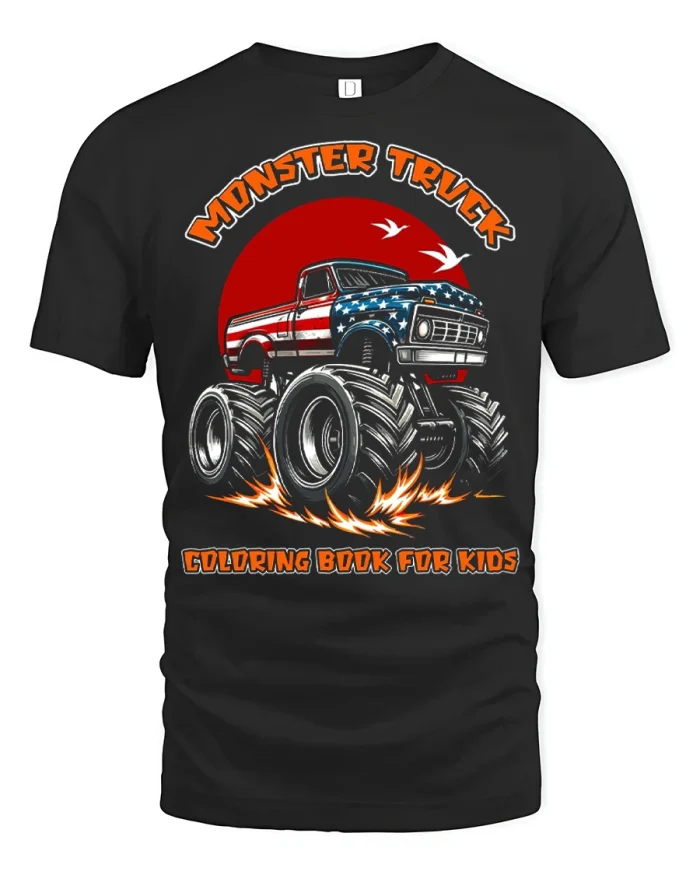 American Monster Truck Graphic T Shirt Powerful Off Road Adventure Tee - black t-shirt on white background
