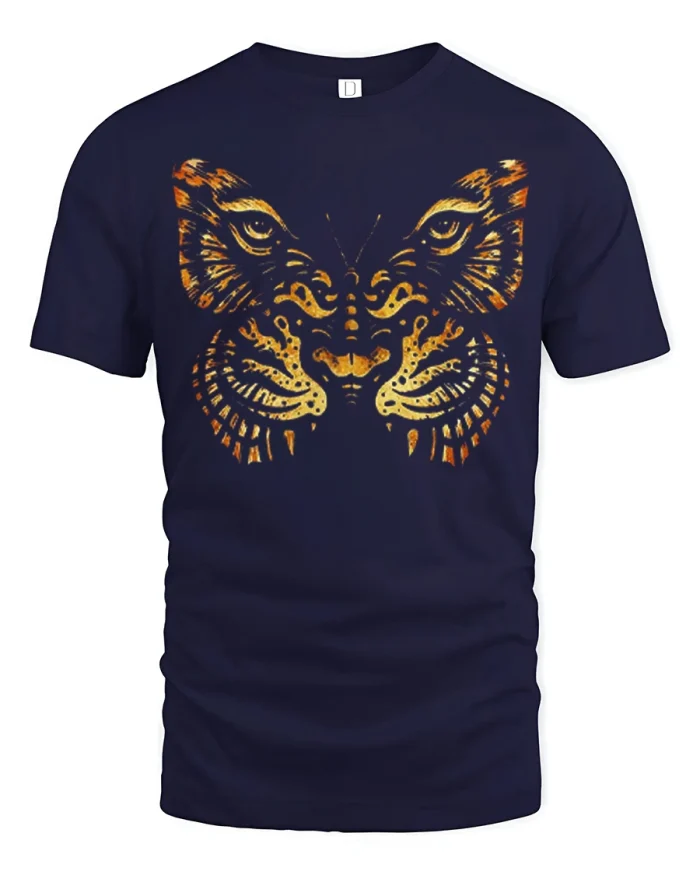Fierce Panther Face Graphic T Shirt Wild Animal Style - navy t-shirt on white background