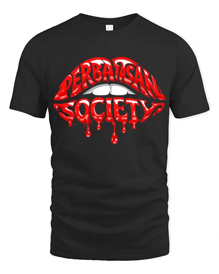 Urban Verbatim Society Lips Graphic T Shirt Bold Streetwear Style - black t-shirt on white background