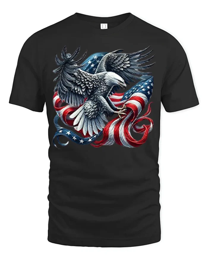 American Eagle Flag Graphic T Shirt Patriotic Freedom Tee - black t-shirt on white background