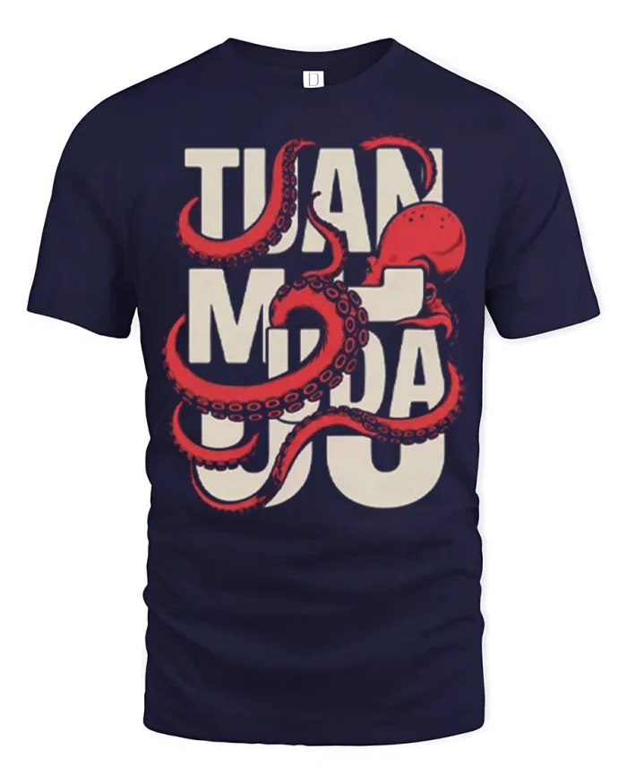 Japan Octopus Vintage Graphic T Shirt Ocean Art Streetwear Tee - navy t-shirt on white background