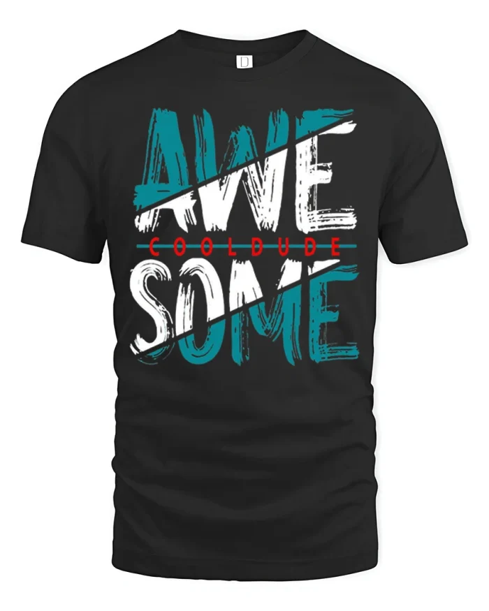 Awesome Cool Dude Graphic T Shirt Bold Vintage Statement Style - black t-shirt on white background