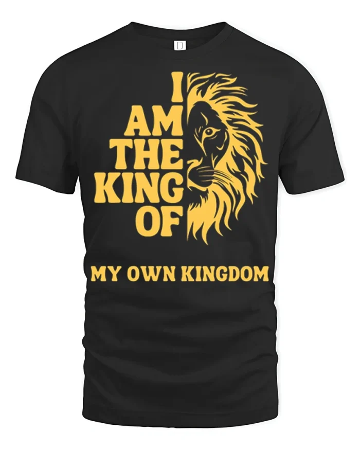 I Am The King Of My Own Kingdom Lion Graphic Tee T Shirt - black t-shirt on white background