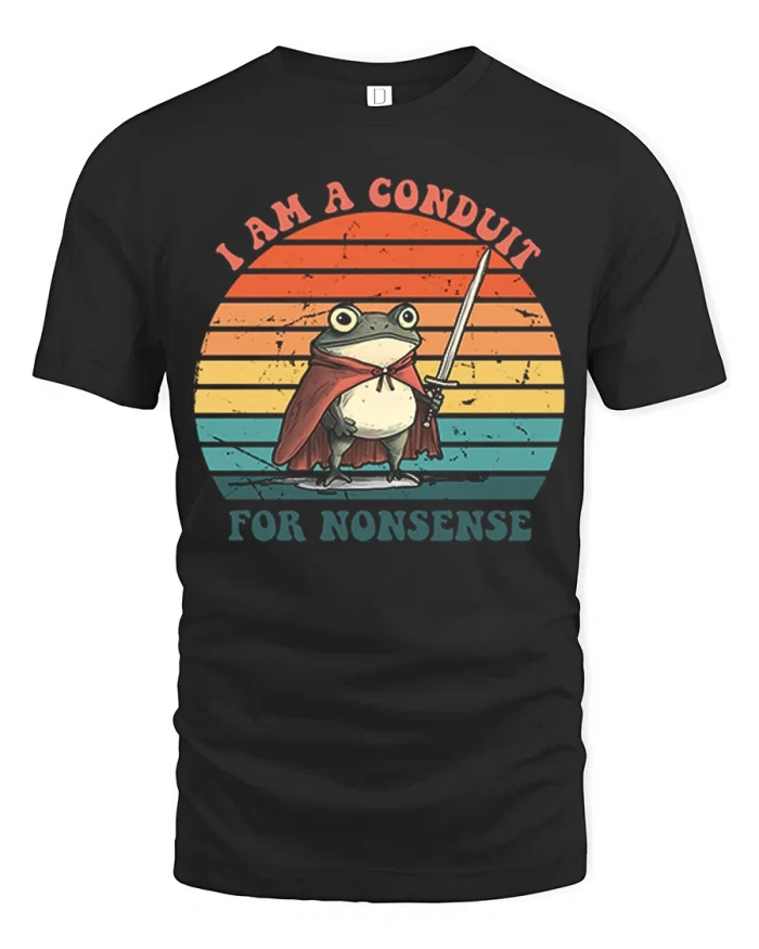 I Am A Conduit For Nonsense Funny Frog Graphic T Shirt Vintage Style - black t-shirt on white background