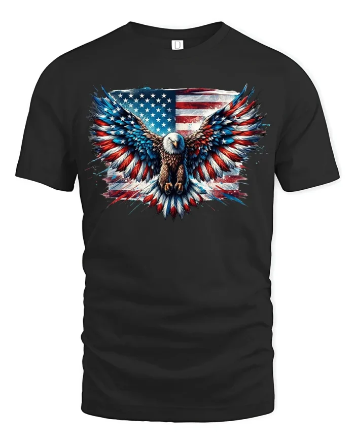 American Eagle Flag Graphic Tee Patriotic T Shirt Design - black t-shirt on white background