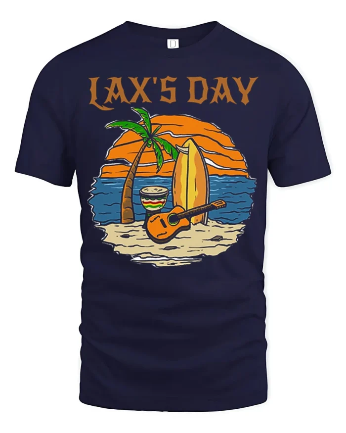 Lax’s Day Beach Graphic Tee Surf T Shirt Summer Vibes - navy t-shirt on white background
