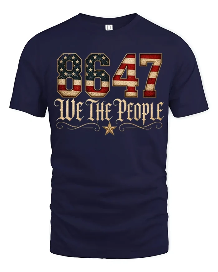 8647 We The People Tshirt Patriotic American Freedom Graphic - navy t-shirt on white background