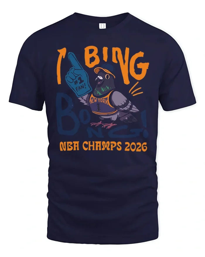 Bing Bong NBA Champs 2026 Funny Basketball Fan T Shirt Tee - navy t-shirt on white background