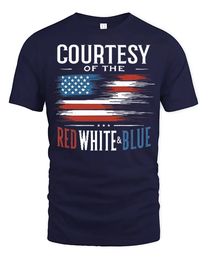 Courtesy Of The Red White And Blue Patriotic Cotton Tee - navy t-shirt on white background