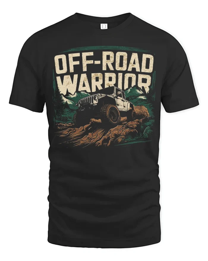 Off Road Warrior 4×4 Adventure Graphic Tee Vintage Outdoor Style - black t-shirt on white background