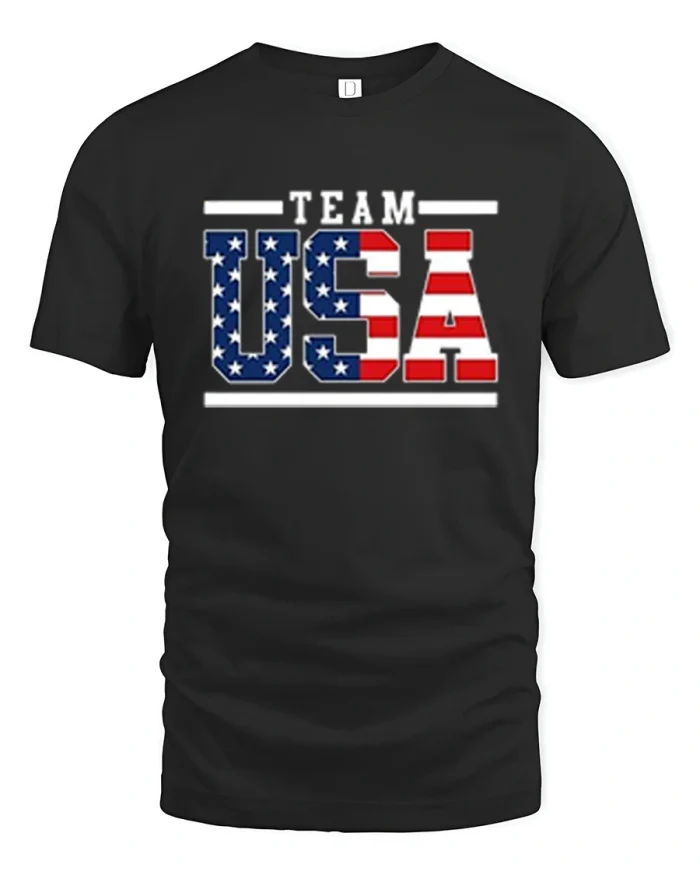 Team USA Patriotic American Flag Graphic T Shirt Tee Vintage - black t-shirt on white background