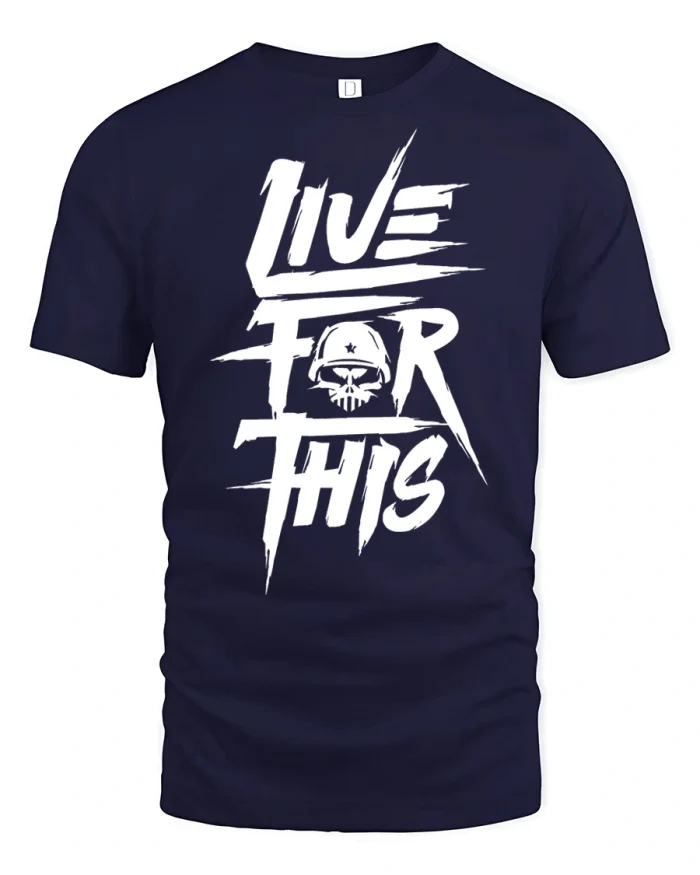 Live For This Skull Soldier Graphic T Shirt Tee Vintage Style - navy t-shirt on white background