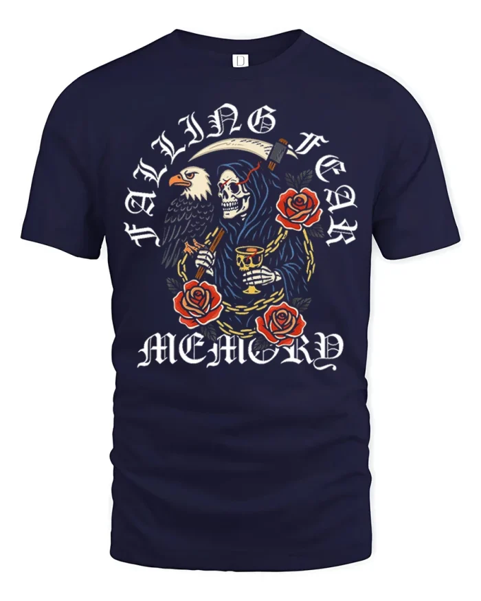 Talking Fear Memory Grim Reaper Gothic Graphic Tee Vintage Art - navy t-shirt on white background