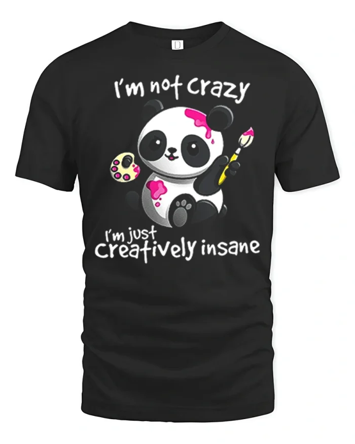 Funny Panda Artist Graphic T Shirt Creative Art Lover Tee - black t-shirt on white background