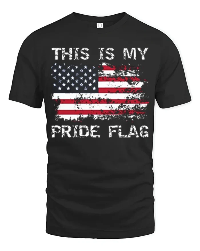 American Pride Flag Graphic T Shirt Patriotic USA Style - black t-shirt on white background