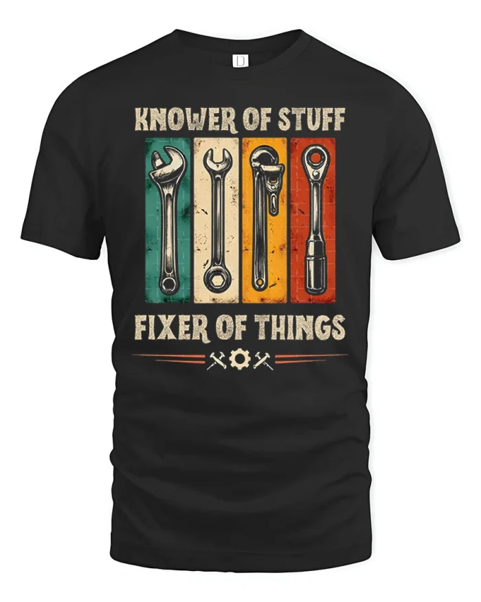 Funny Mechanic Tools Graphic T Shirt Know It Fix It Style - black t-shirt on white background